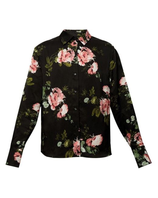 Erdem Black Floral-print Long-sleeve Shirt