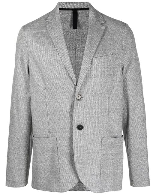 Harris Wharf London Gray Notched-Lapels Single-Breasted Blazer for men