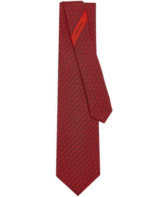 Ferragamo Red Patterned Tie for men