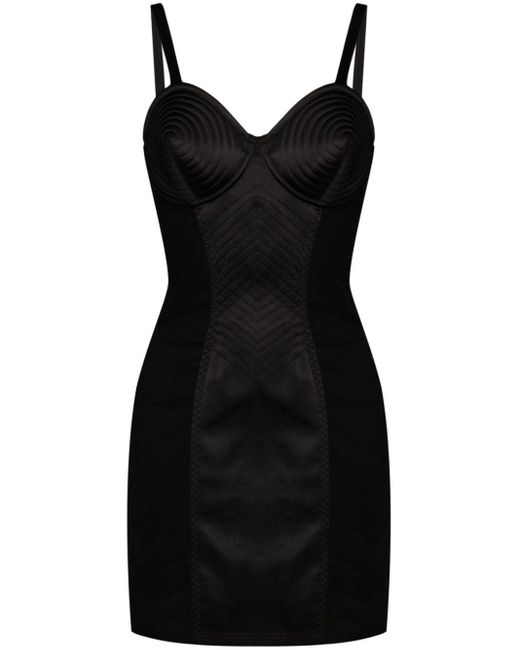 Cone-bra satin minidress Jean Paul Gaultier de color Black