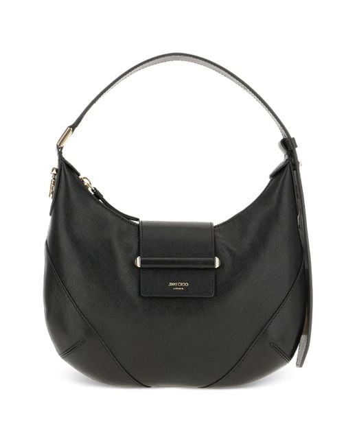 Jimmy Choo Crescent Leren Schoudertas in het Black