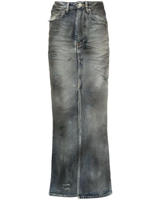 Balenciaga Gray Denim Long Skirt