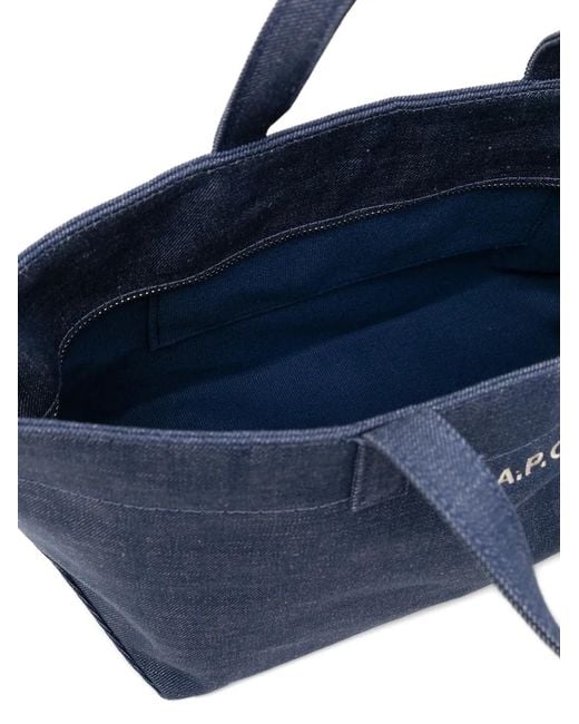 A.P.C. Blue Logo-Embroidered Tote Bag