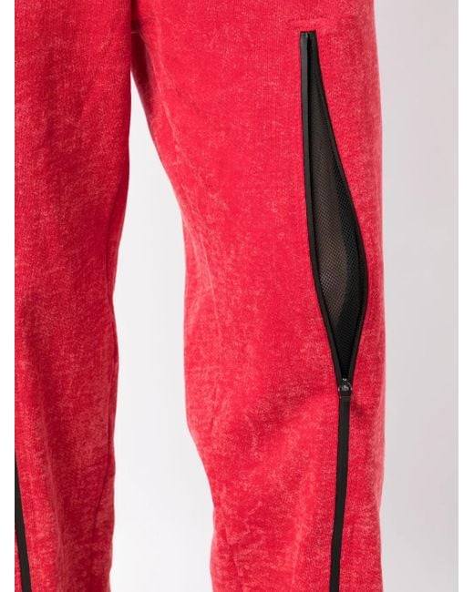 FOO AND FOO Red Zip-Detail Cotton Straight-Leg Trousers for men