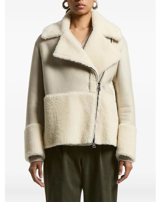 Peserico Natural Panelled Shearling Jacket