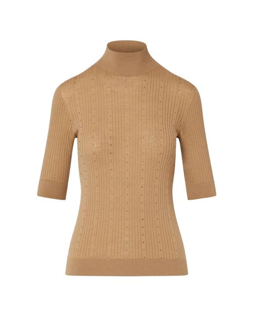Liu Jo Natural Wool Top With Rhinestones