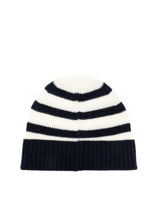 A.P.C. Blue Striped Ribbed Beanie