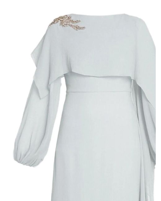 Erdem White Long-Sleeve Embellished Maxi Dress