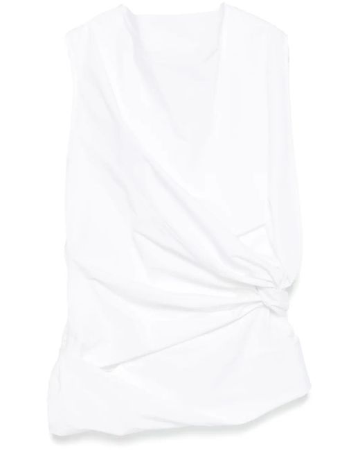 Jil Sander White Sm Knot Waist Top