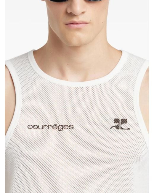 Courreges White Logo Graphic Tank Top for men