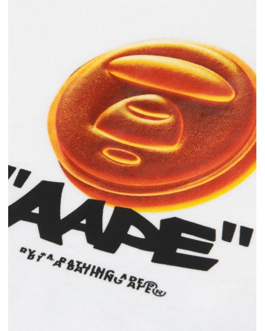 Aape By A Bathing Ape White T-Shirt À Imprimé Graphique for men