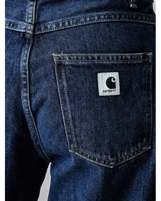Carhartt Blue Logo-Patch Denim Shorts