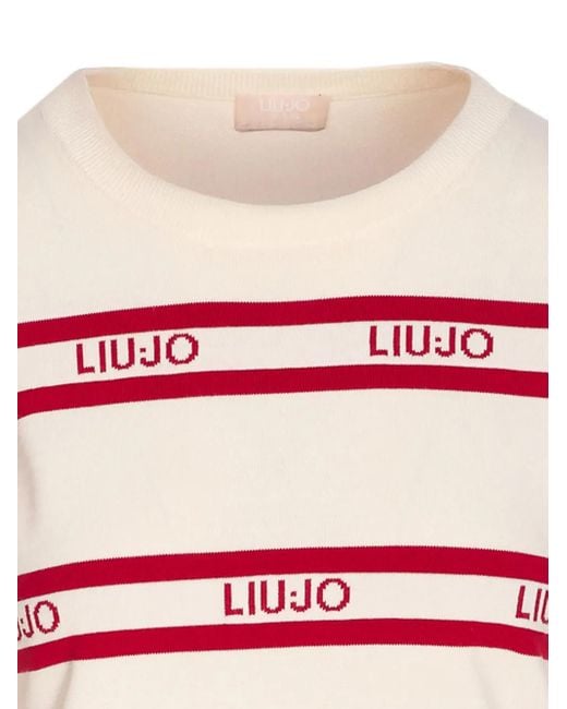 Pull Rayé À Logo En Intarsia Liu Jo en coloris Red