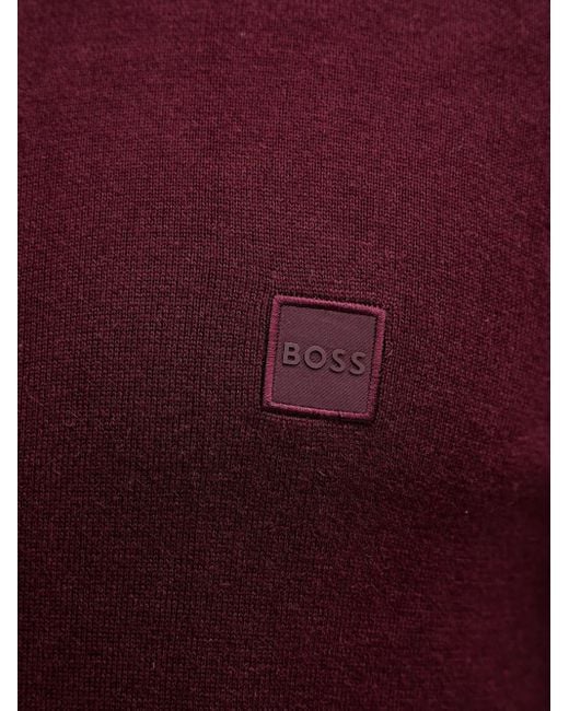 Boss Red Zip-Up Logo-Patch Sweater for men