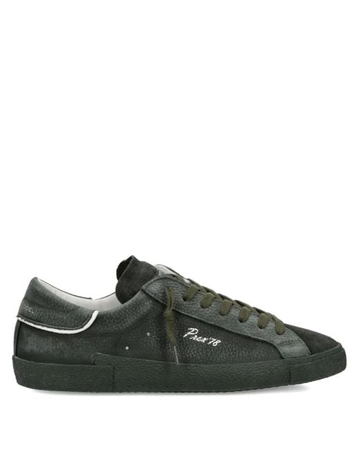 Philippe Model Green Suede-Panelled Low-Top Sneakers for men