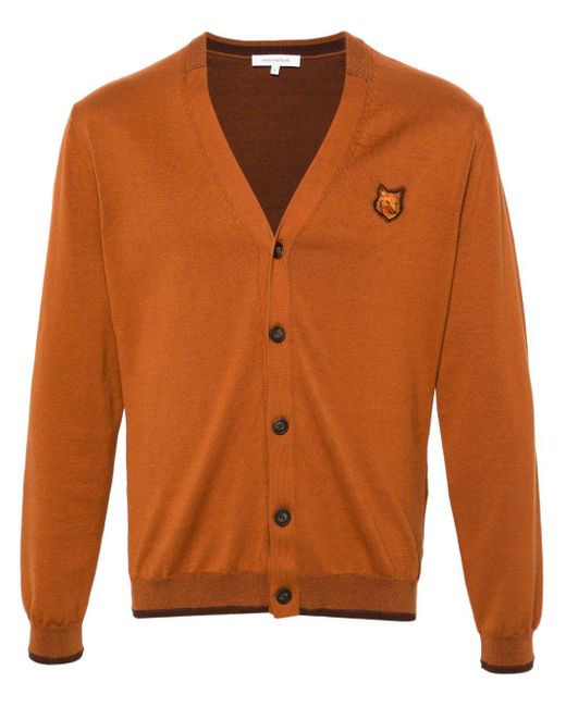 Maison Kitsuné Orange Logo-patch Cotton Cardigan for men