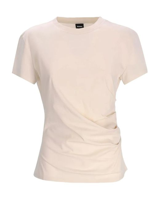 Camiseta con diseño fruncido Boss de color White