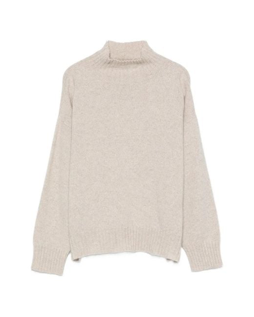 D.exterior White Cashmere High-Neck Sweater