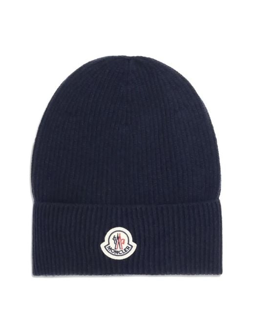 Moncler Blue Logo-Patch Beanie for men