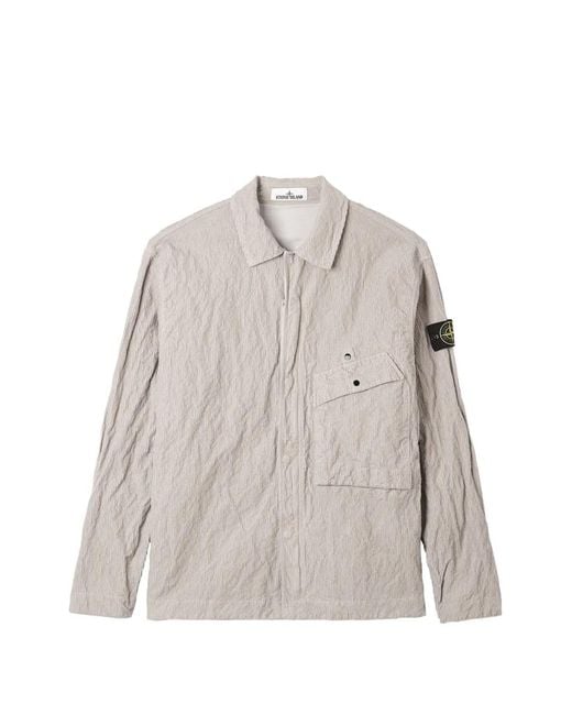 Stone Island Gray Pocket Textured Jacket for men