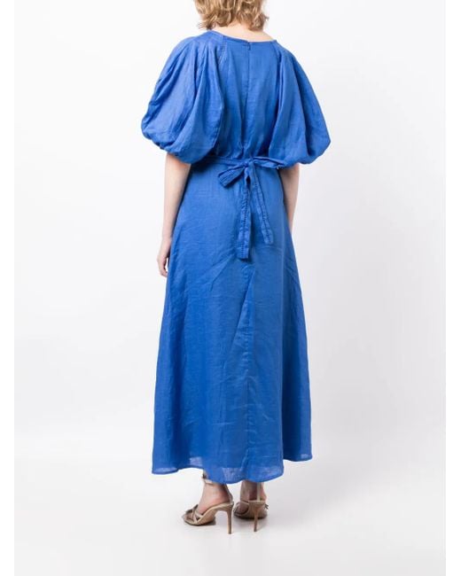 Faithfull The Brand Blue Valerina Linen Maxi Dress
