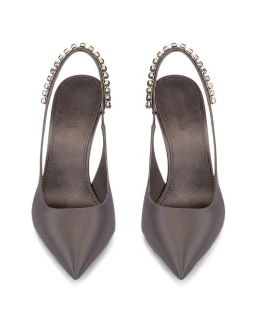 Paris Texas White Lidia Crystal-Embellished Slingback Pumps