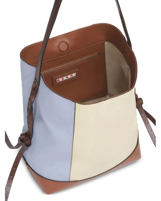 Marni Blue Leather Pod 2.0 Small Tote Bag