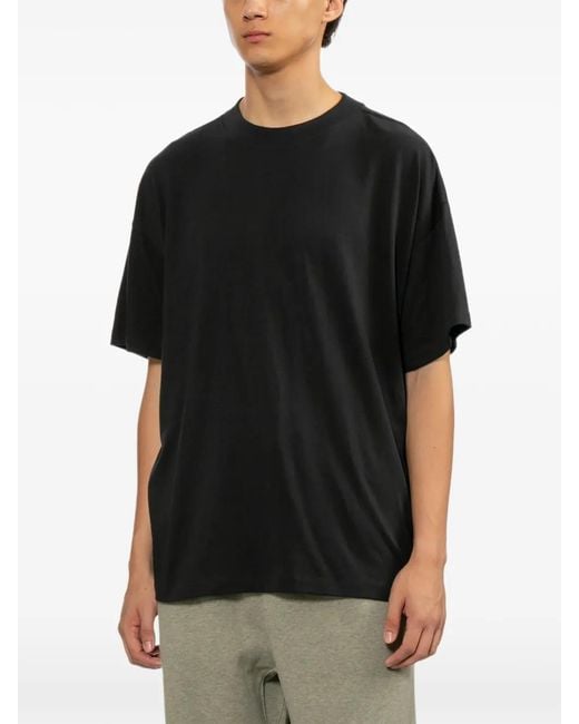 Essentials Black Logo-Patch T-Shirt for men