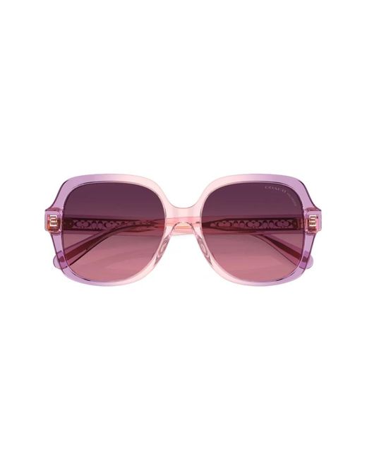 COACH Purple Square-Frame Logo-Engraved Sunglasses