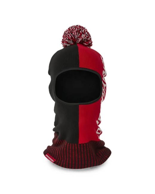 Sprayground Red Pom-Pom-Detail Balaclava