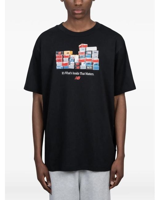 New Balance Black Graphic-Print T-Shirt for men