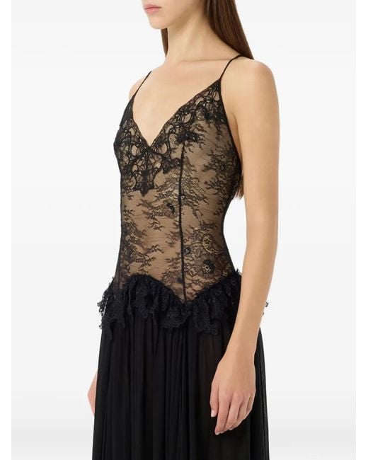 Blumarine Black Lace-Detail Maxi Dress