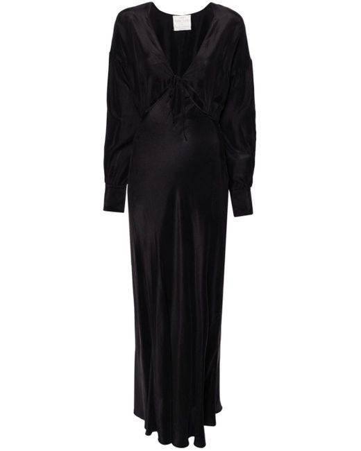 Forte Forte Zijden Maxi-jurk Met V-hals in het Black