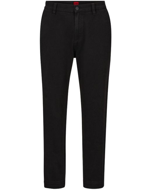 Pantalon en coton à coupe droite HUGO pour homme en coloris Black