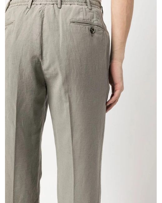 PT Torino Gray Pressed-Crease Straight Trousers for men