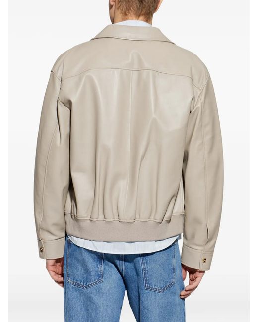 FRAME White Leather Bomber Jacket for men