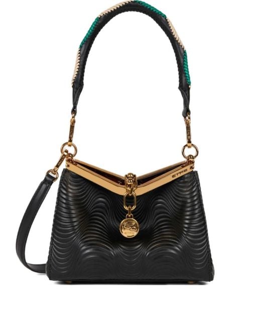 Etro Black Small Vela Bag With Wavy Motif