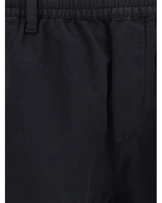 C P Company Blue Cotton And Linen Cargo Pants With Internal Drawstring Waist for men