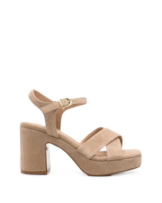 Janet & Janet Natural Cross-Strap Platform Sandals