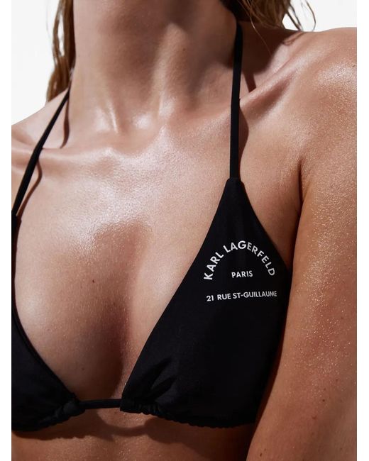 Karl Lagerfeld Black Rue St-Guillaume Triangle Bikini Top