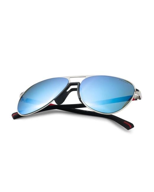 Prada Blue Linea Rossa Metal-Frame Sunglasses for men
