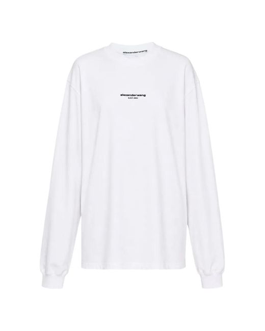 Alexander Wang White Logo-Print Long-Sleeve T-Shirt