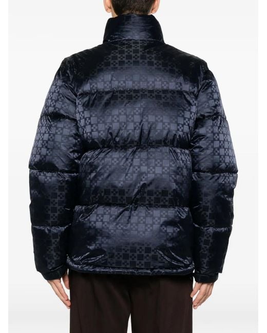 Sandro Blue Geometric-Pattern Padded Jacket for men