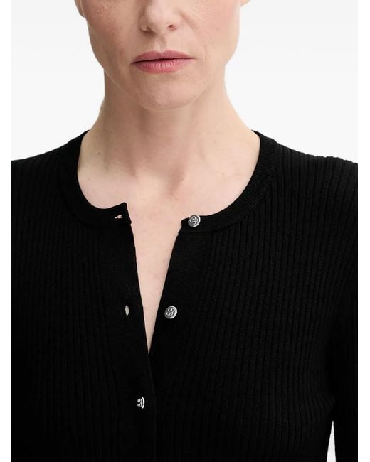 Filippa K Black Henley Ribbed-Knit Sweater