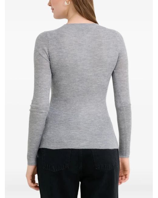Gabriela Hearst Gray Julian Ribbed Henley T-Shirt