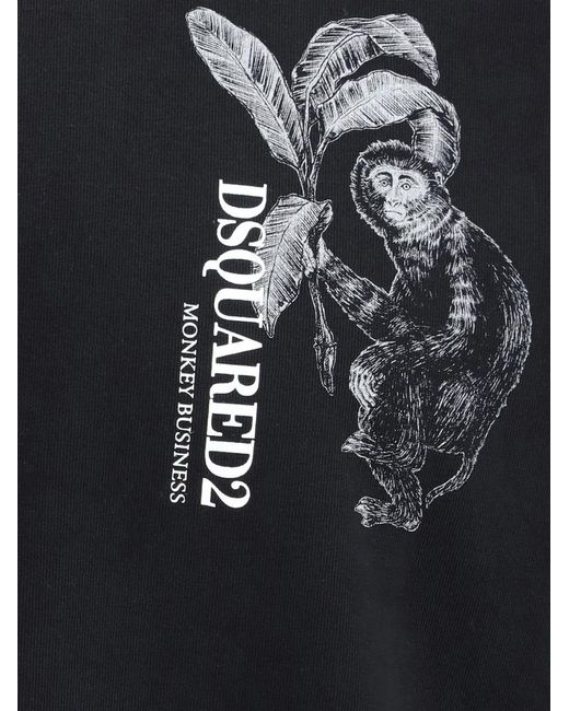 DSquared² Black Monkey-Print T-Shirt for men