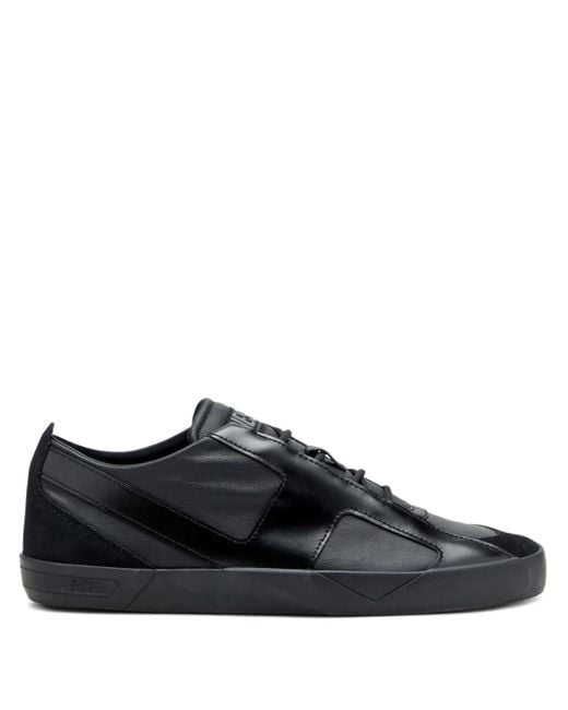 DIESEL Black Slante Leather Sneakers for men