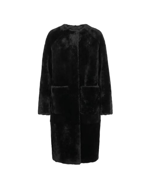 Blancha Black Shearling Panelled Coat