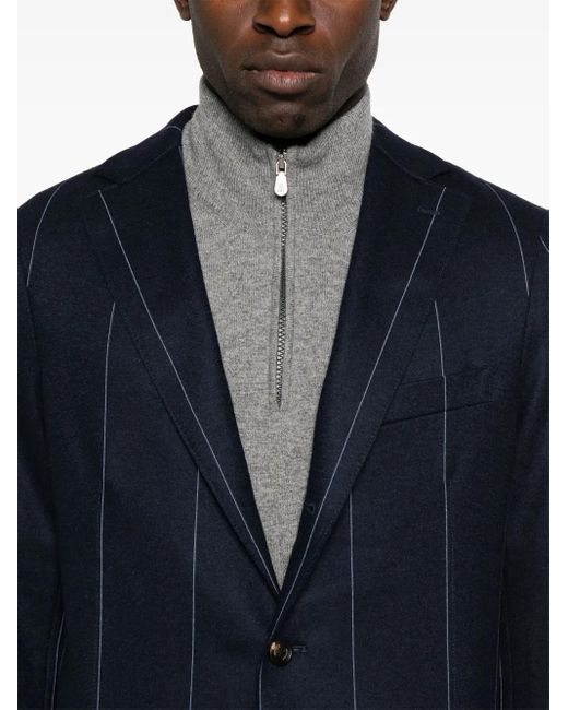 Blazer Monopetto A Righe di Eleventy in Blue da Uomo