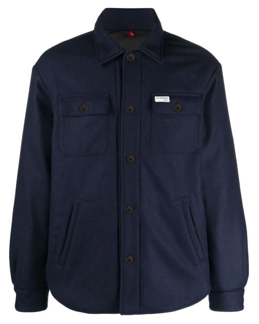Fay Blue Button-Up Shirt Jacket for men